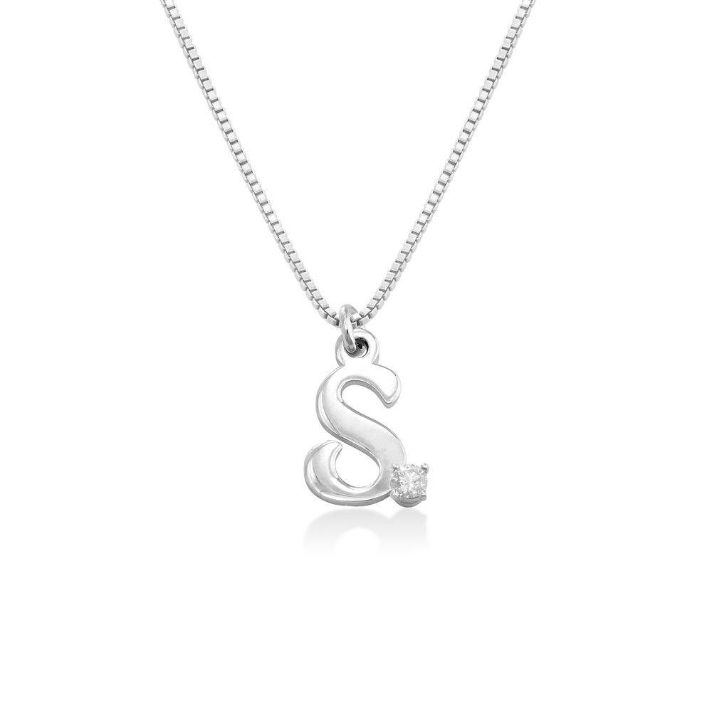 Diamond initial necklace in Sterling Silver product photo