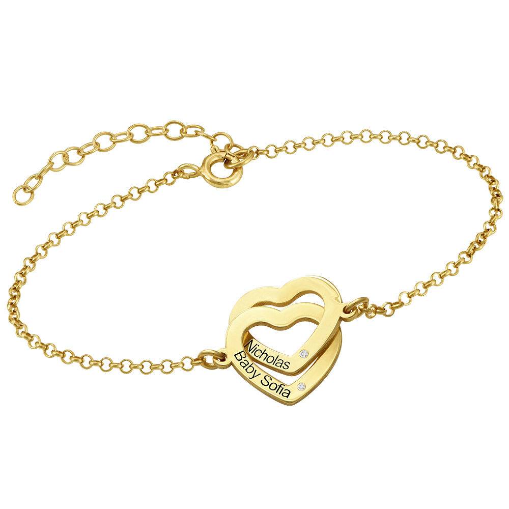 Claire Interlocking Adjustable Hearts Bracelet in 14ct Yellow Gold with Diamonds product photo