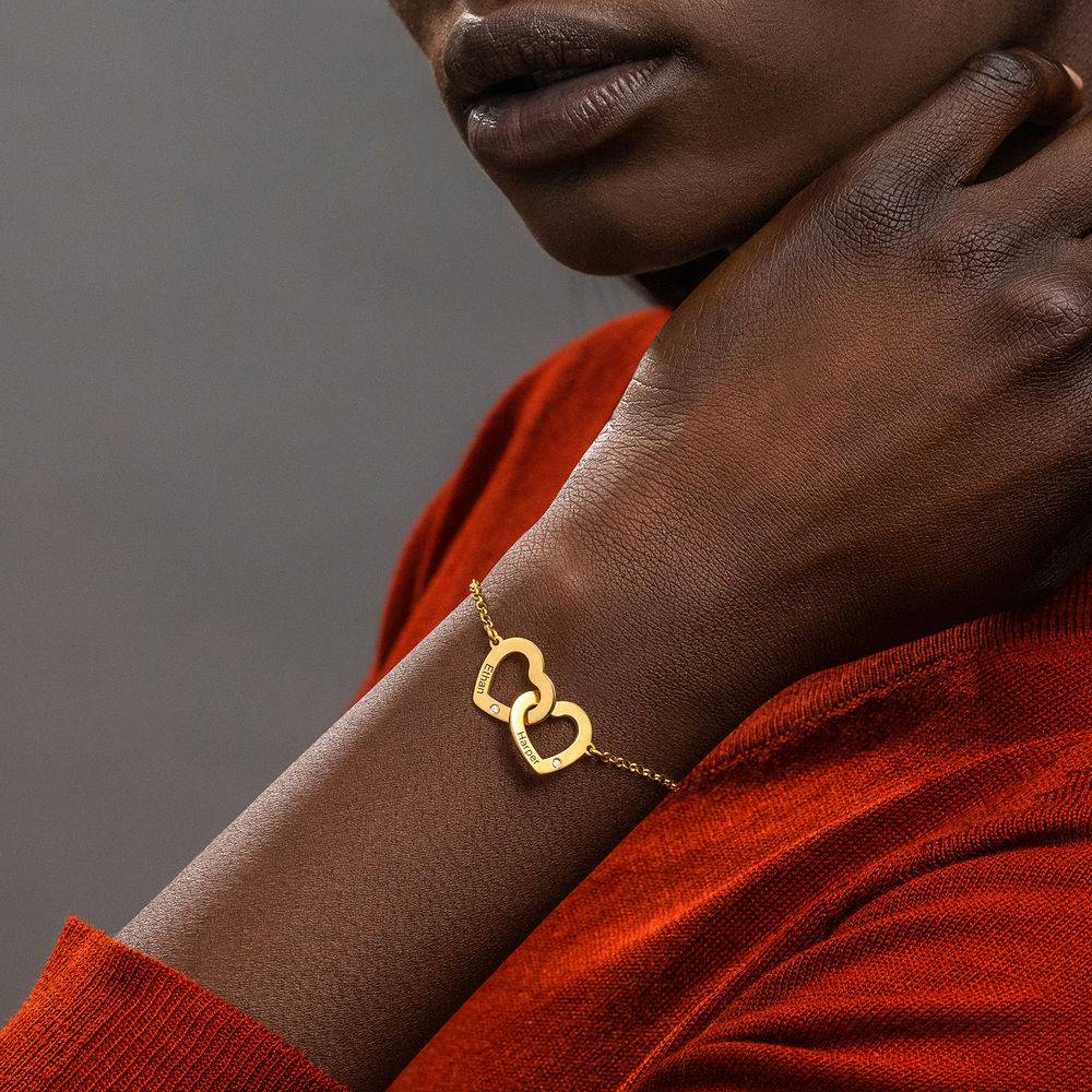Claire armbånd justerbart med lenkede hjerter i gull vermeil med diamanter-3 produktbilde
