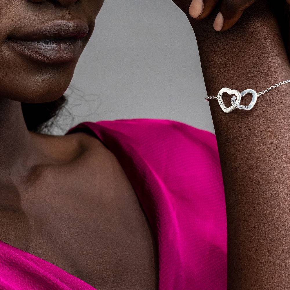 Claire verstelbare armband met verstrengelde harten en diamanten in sterling zilver-2 Productfoto
