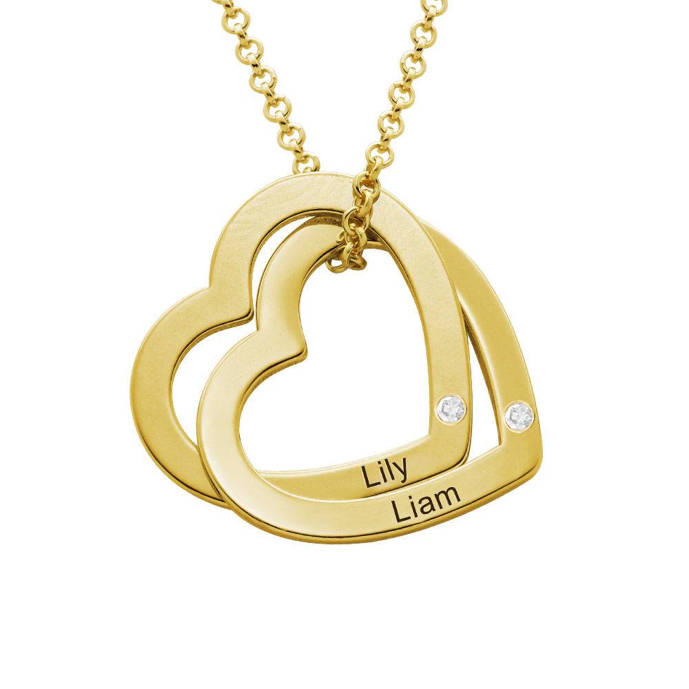Collar con Nombre en Corazones Entrelazados Estilo Claire Chapado en Oro con Diamantes-1 foto de producto
