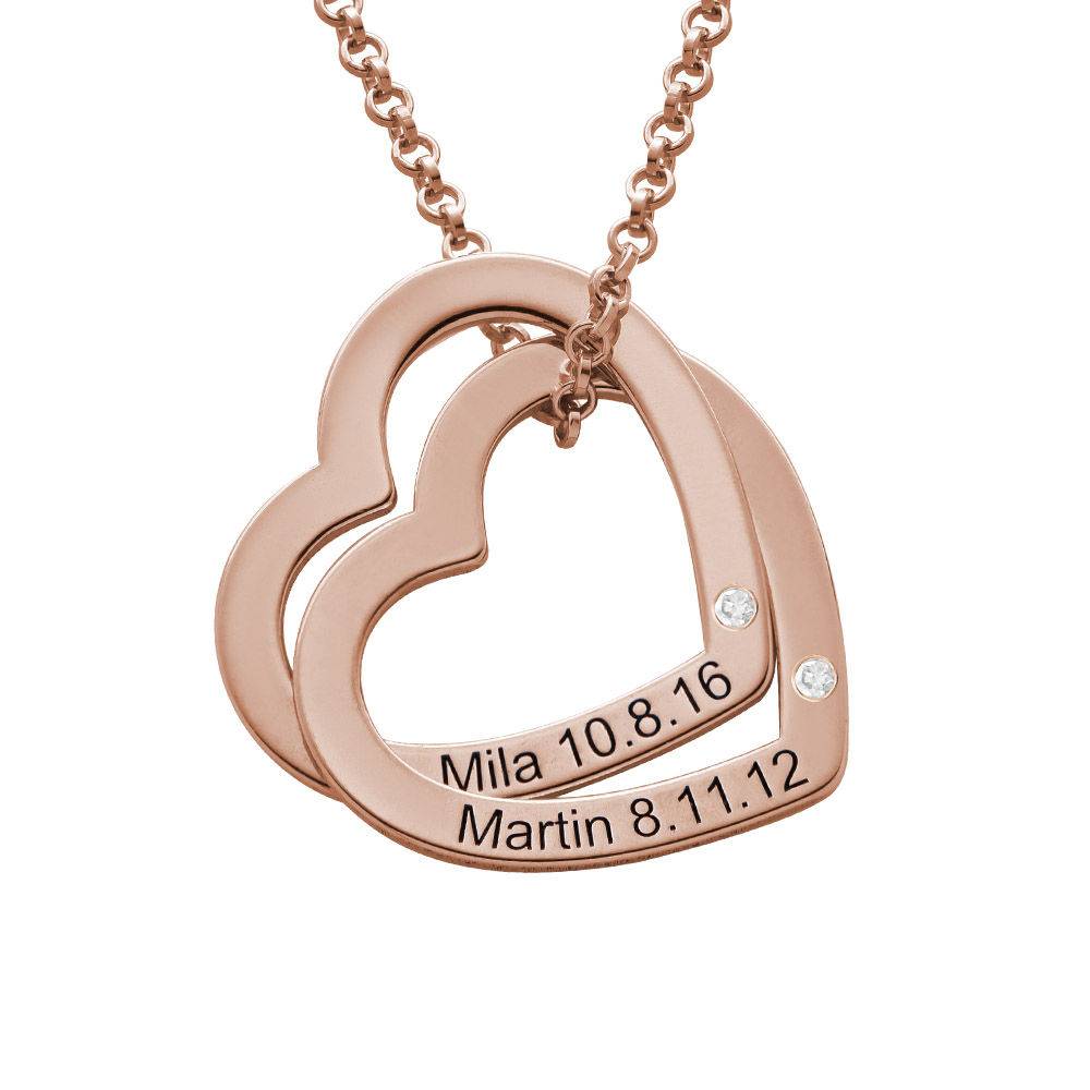 Claire Interlocking Hearts Necklace in Rose Gold Plated with Diamonds-1 product photo