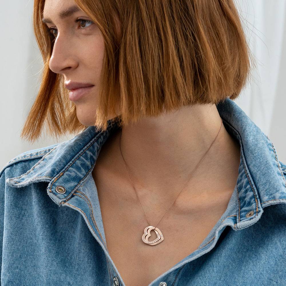 Claire-Halsband med Sammanflätade Hjärtan i Roseguldplätering med Diamanter produktbilder