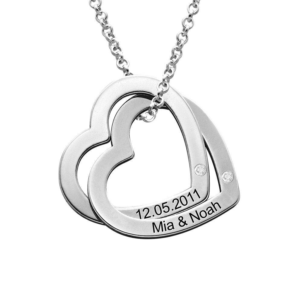 Claire Interlocking Hearts Necklace with Diamonds in Sterling Silver-4 product photo