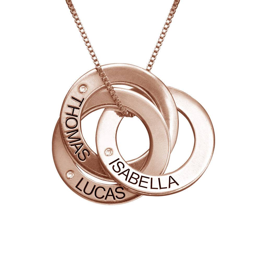 Collar Anillo Ruso Grabado con Diamantes Chapado en Oro Rosa-1 foto de producto