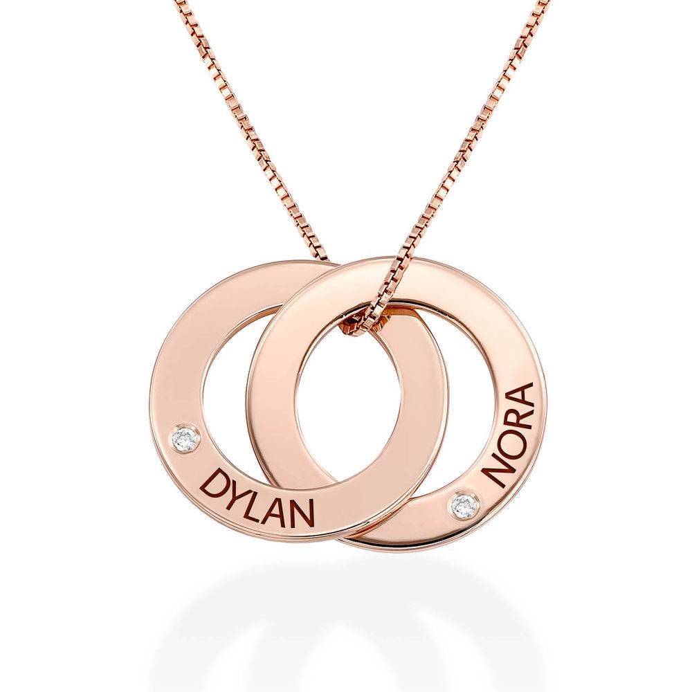 Russische Ring Halskette mit zwei Ringen und Diamanten - 750er rosé Produktfoto