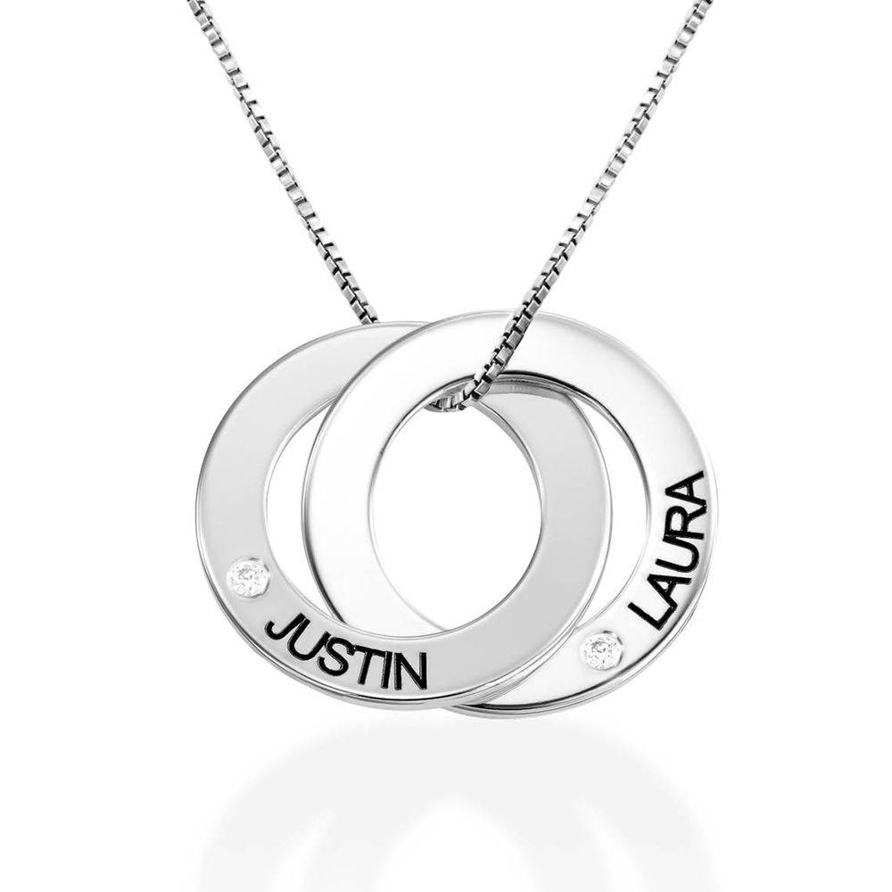 Diamond Russian Ring Necklace with 2 Rings in Sterling Silver product photo