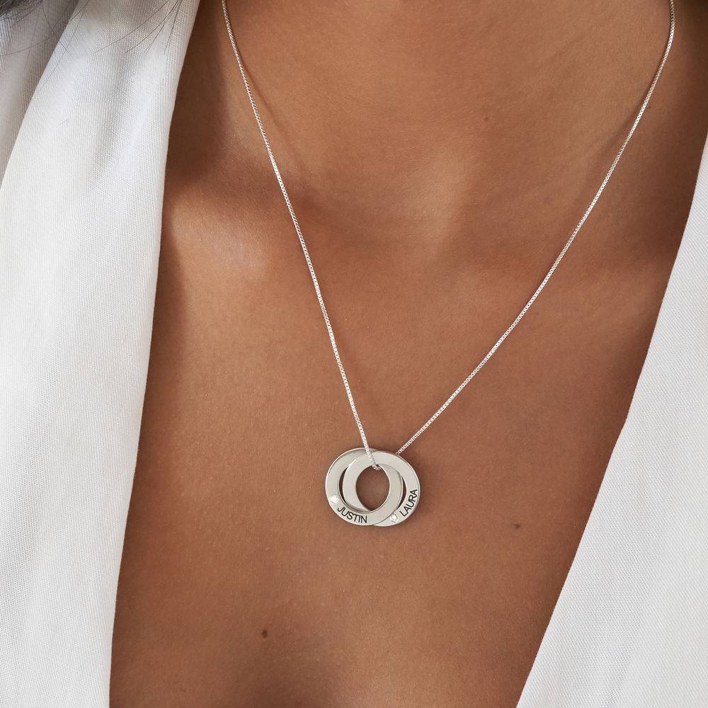 Russisk ring-halskæde med to ringe i sølv med diamant-4 produkt billede