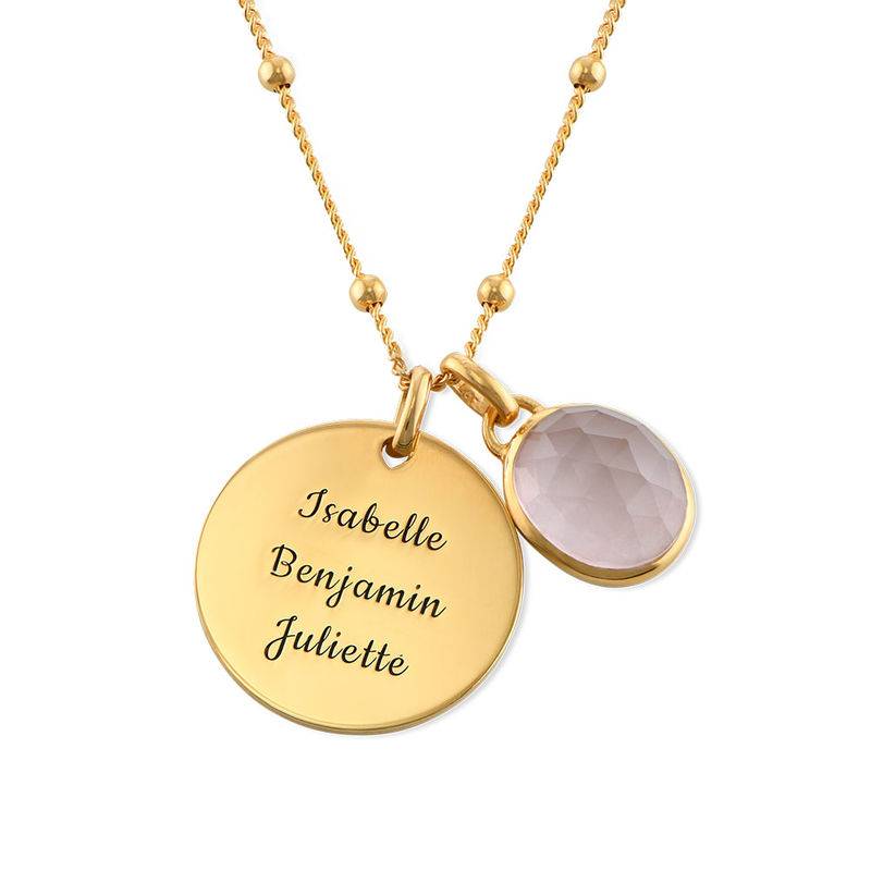 Disc Necklace in Gold Plating with Semi-Precious Gemstone product photo