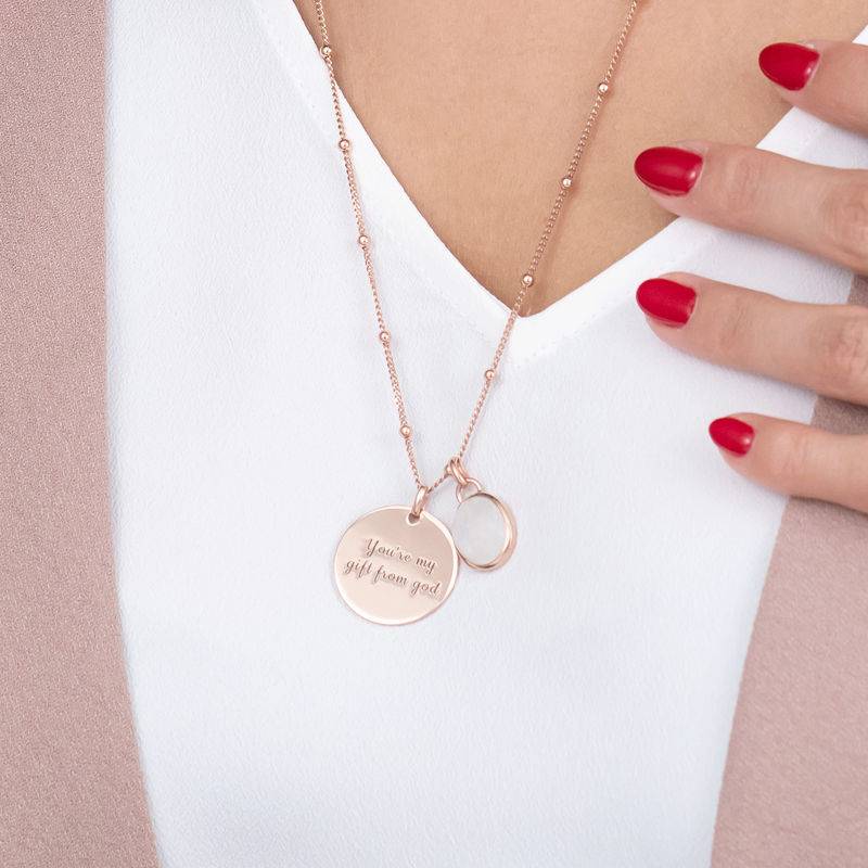 Disc Necklace in Rose Gold Plating with Semi-Precious Gemstone-3 product photo