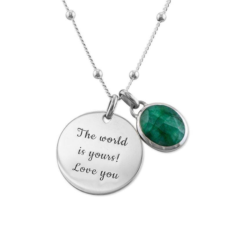 Disc Necklace with Semi-Precious Gemstone in Sterling Silver-1 product photo