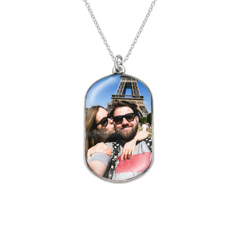 Dog tag photo necklace in Sterling Silver-4 product photo