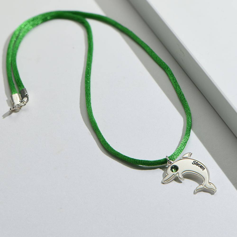 Delfin Halskette mit Geburtsstein für Kinder - 925er Sterlingsilber-5 Produktfoto
