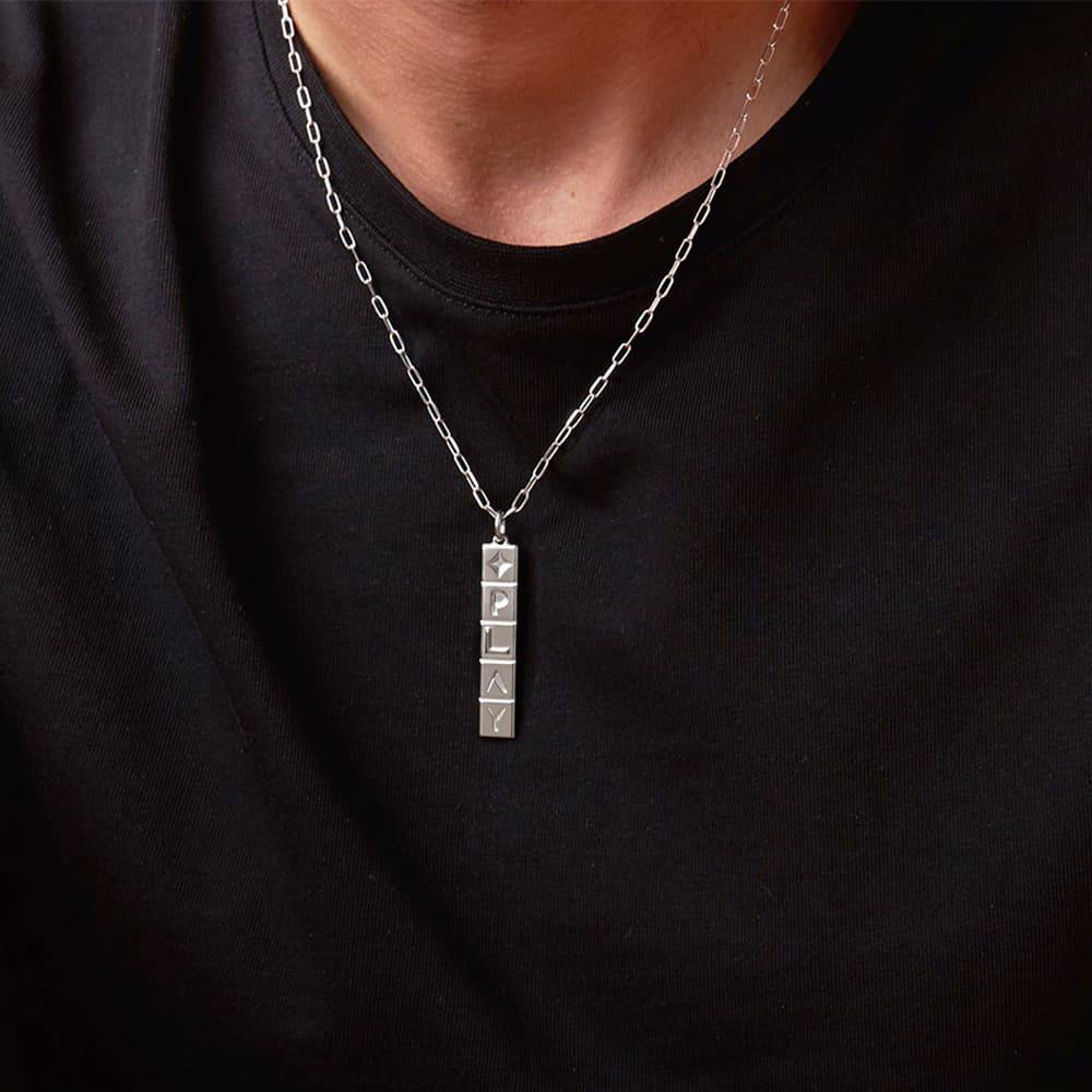 Domino ™ Unisex Vertical Tile Necklace in Sterling Silver product photo
