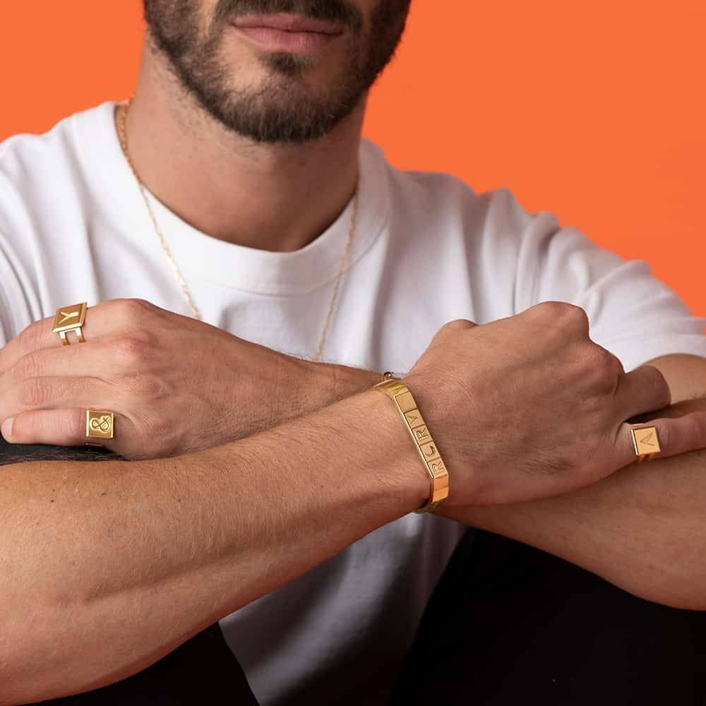 Domino ™ manchet armband voor heren in 18k goud vermeil-8 Productfoto