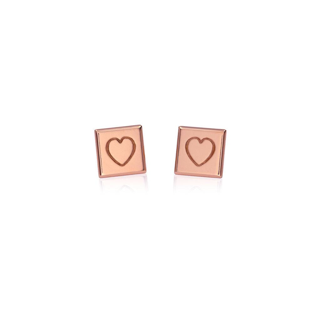 Domino™ kleine oorknopjes in 18k rosé goud vermeil Productfoto