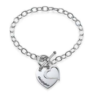 Sterling Silver Double Heart Charm Bracelet-2 product photo