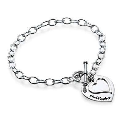 Sterling Silver Double Heart Charm Bracelet product photo