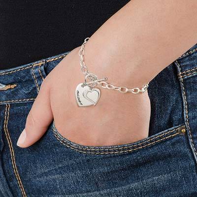 Sterling Silver Double Heart Charm Bracelet-3 product photo
