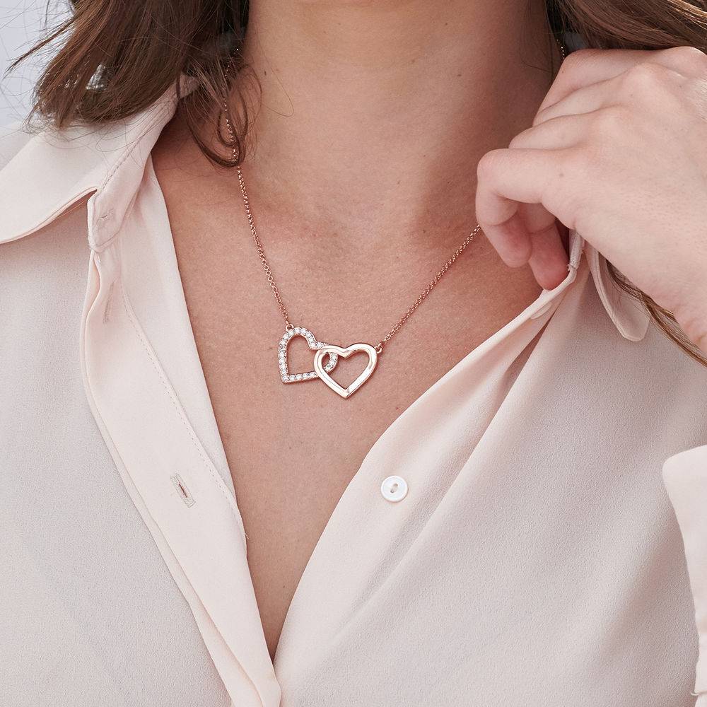 Zirconia Heart Necklace with Giftbox & Prewritten Gift Note Package in Rose Gold Plating product photo