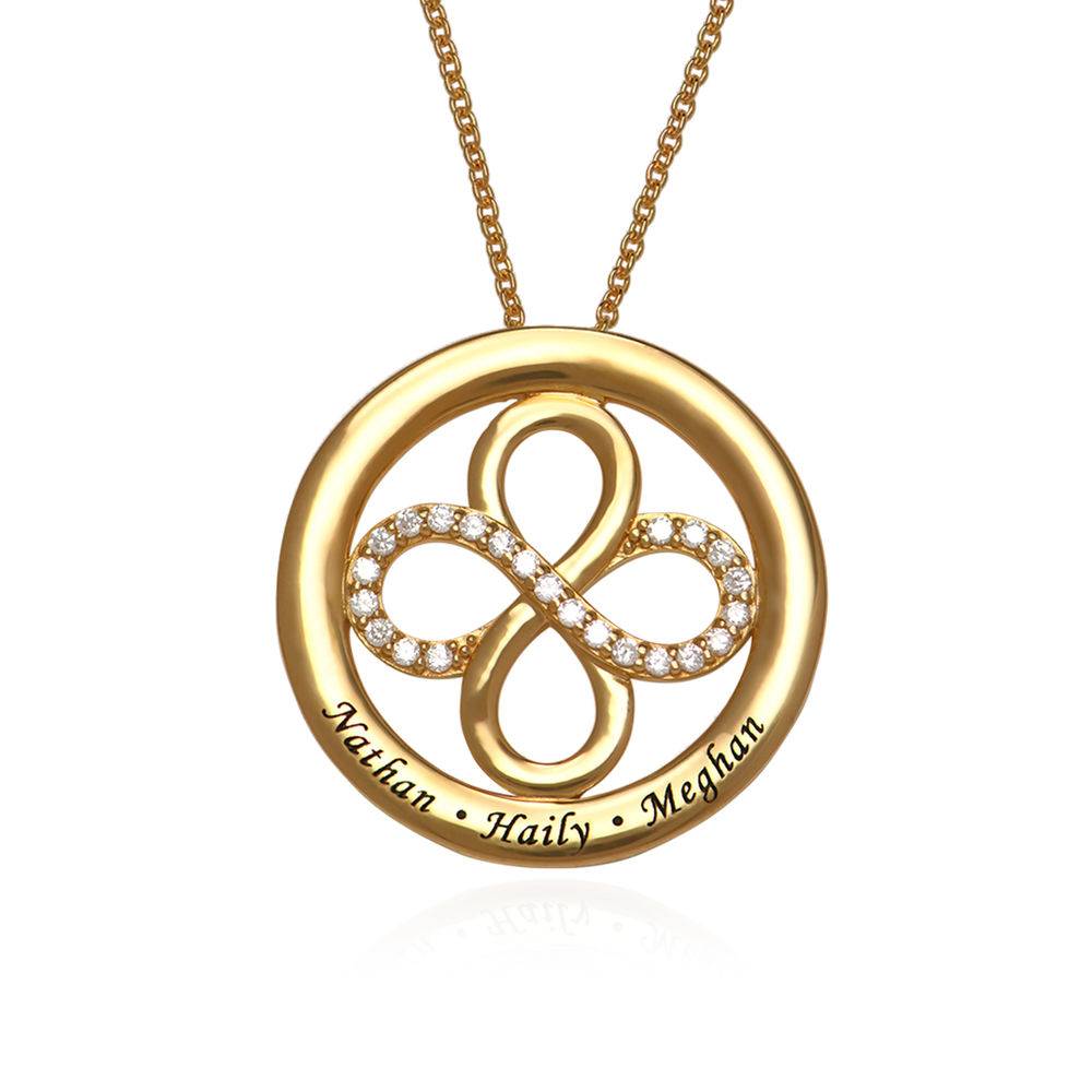 Double Infinity Circle Necklace with Zirconia in 18ct Gold Plating product photo