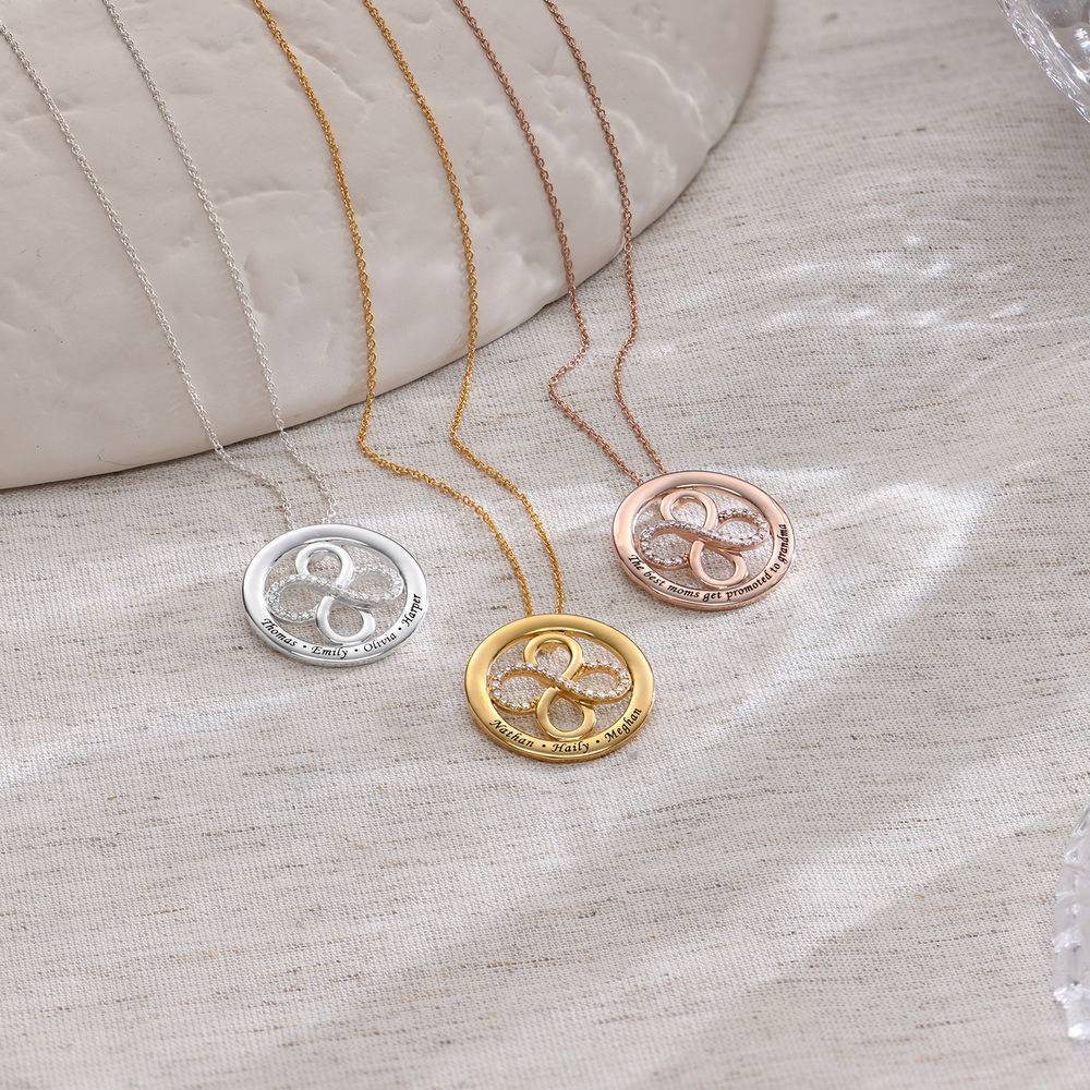 Double Infinity Circle Necklace with Zirconia in 18k Gold Vermeil-1 product photo