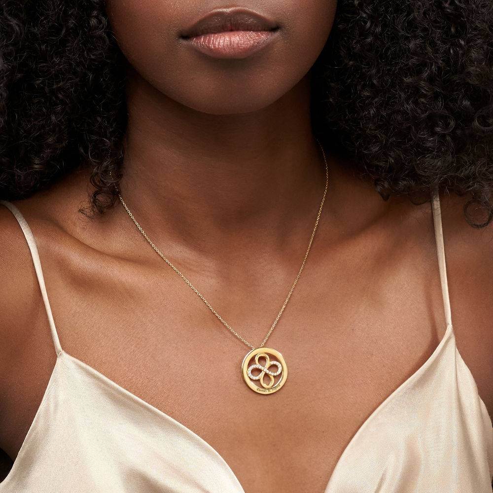 Double Infinity Circle Necklace with Zirconia in 18k Gold Vermeil-2 product photo