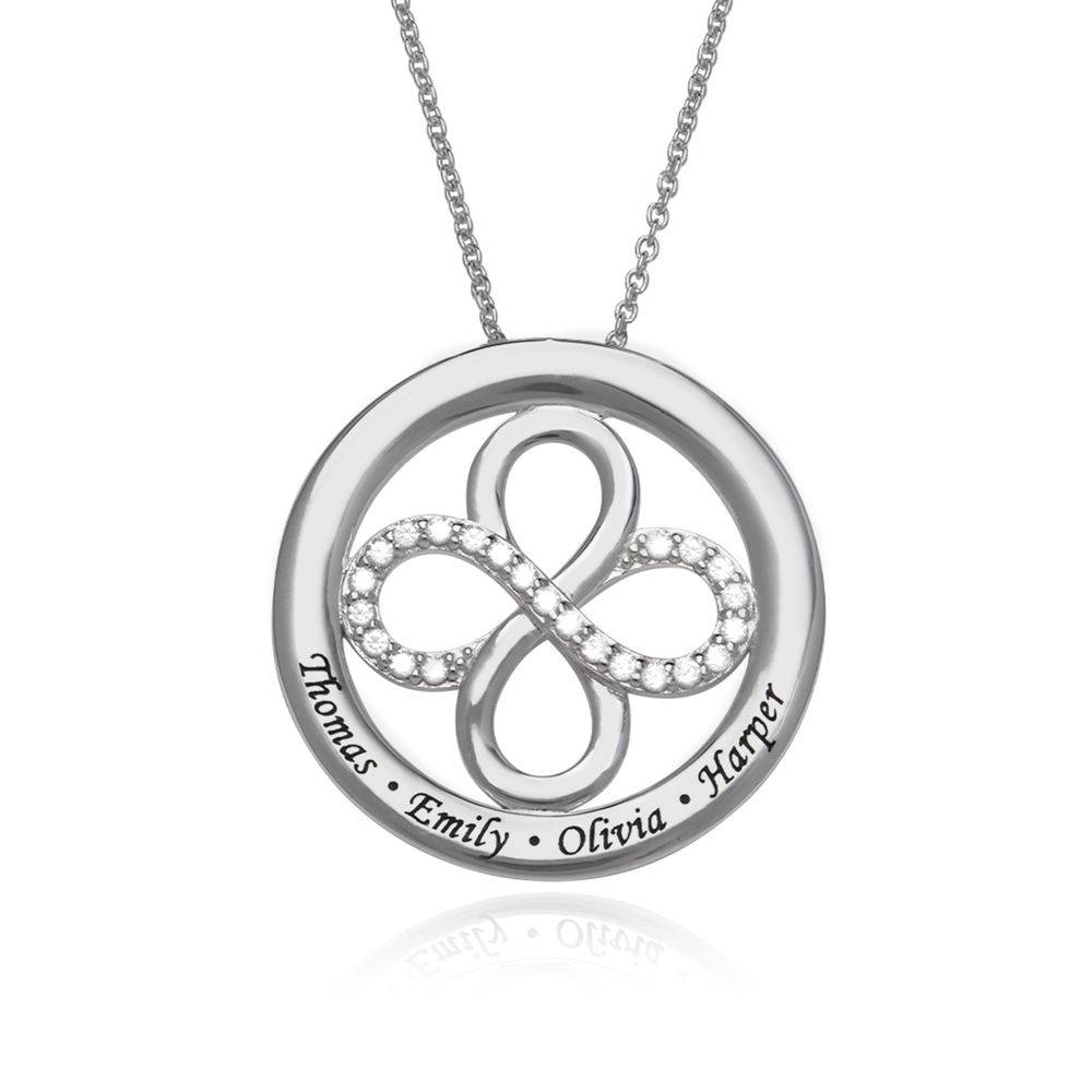 Double Infinity Circle Necklace with Zirconia in Sterling Silver product photo