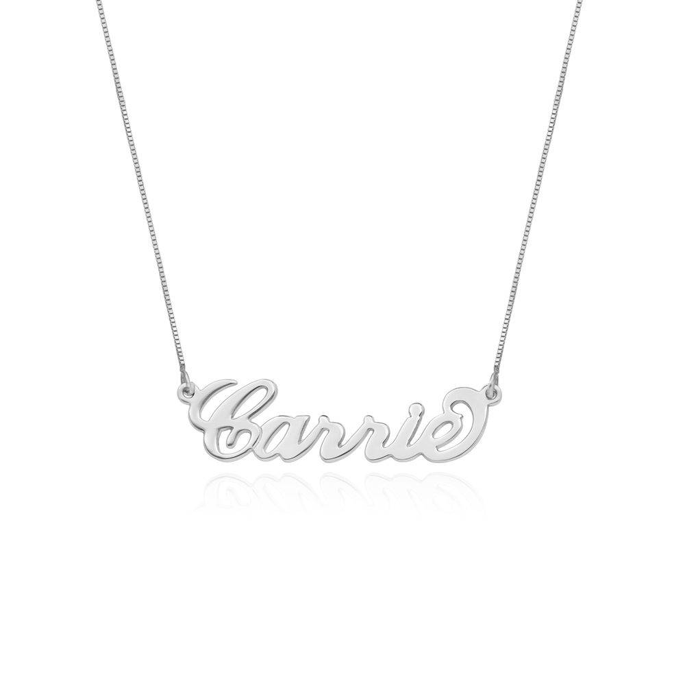 Double Thickness Carrie Style Name Necklacein 14ct White Gold product photo