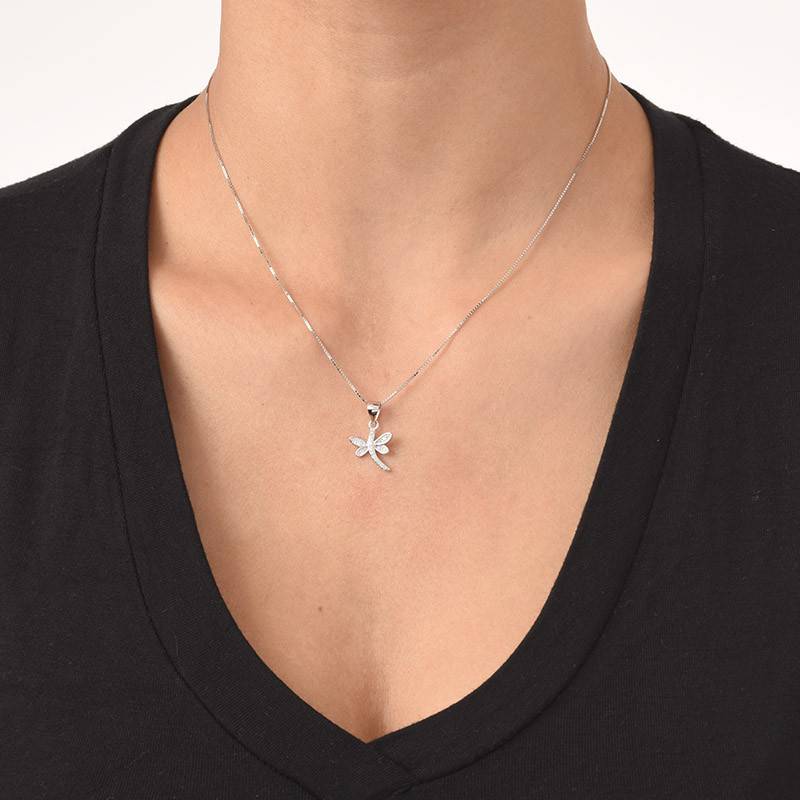 Dragonfly Pendant Necklace with Cubic Zirconia-1 product photo