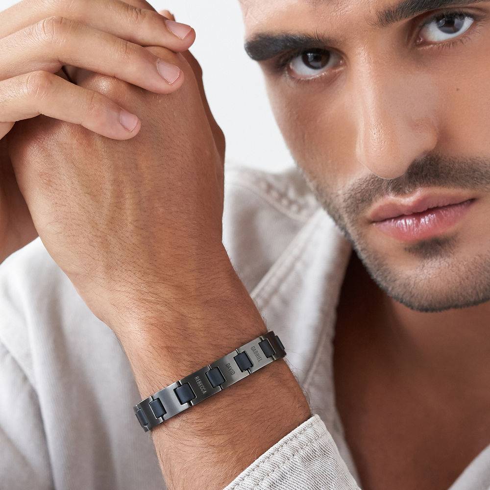 Edge Men's Bracelet in Black Stainless Steel-4 product photo