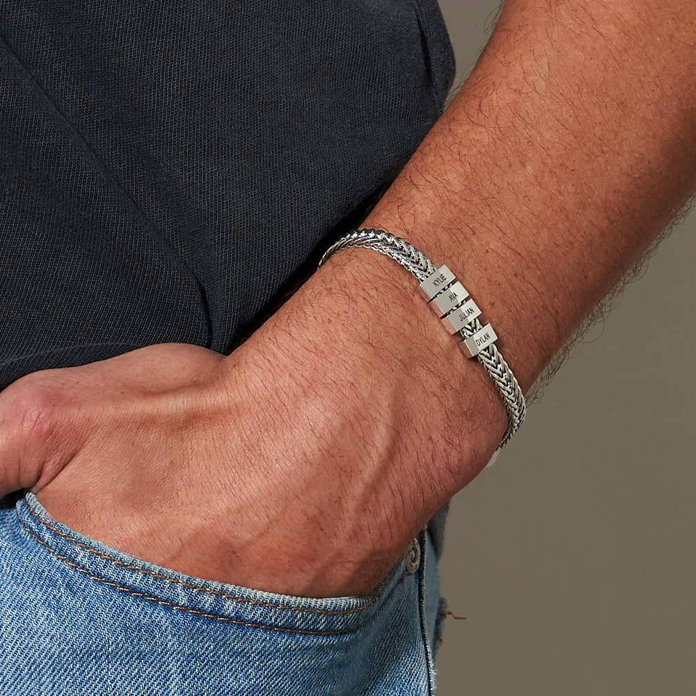 Roestvrij Stalen Heren Armband met Gegraveerde Kralen-4 Productfoto