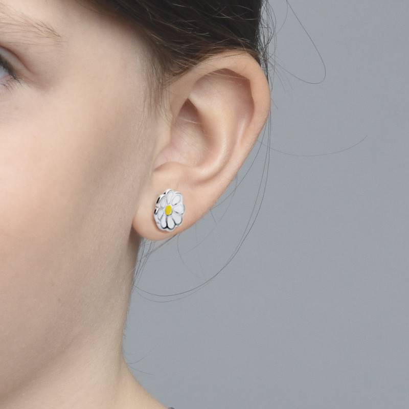 Enamel Flower Earrings for Kids in Sterling Silver-1 product photo