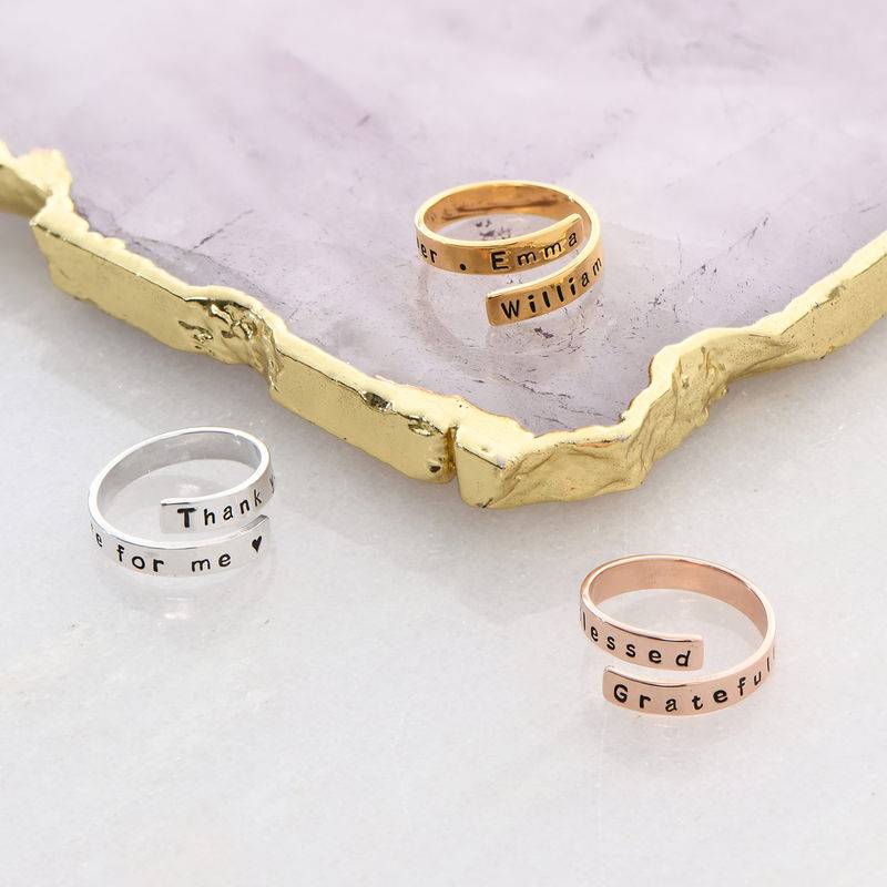 Indgraveret ring wrap i rosaforgyldt sølv-4 produkt billede