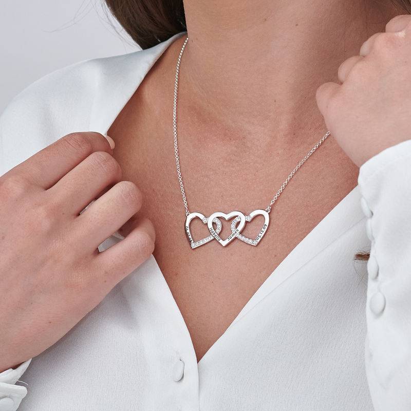 Engraved 3 Hearts Pendant Necklace in Sterling Silver-1 product photo