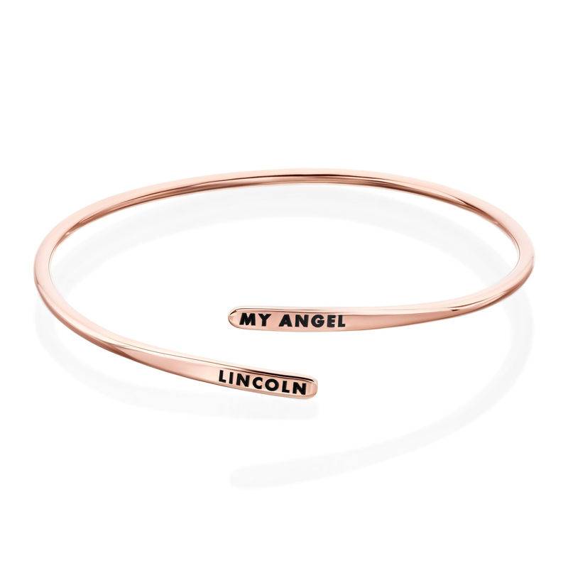 Engraved Adjustable Cuff Bracelet in 18ct Rose Gold Plating product photo