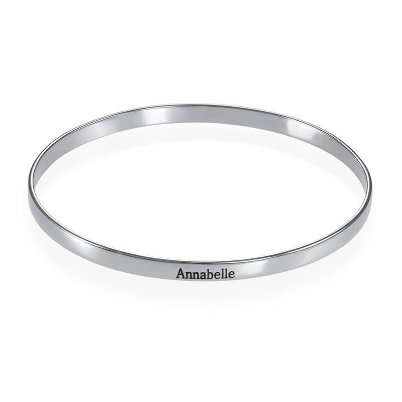 Engraved Bangle Bracelet in Silver-1 product photo