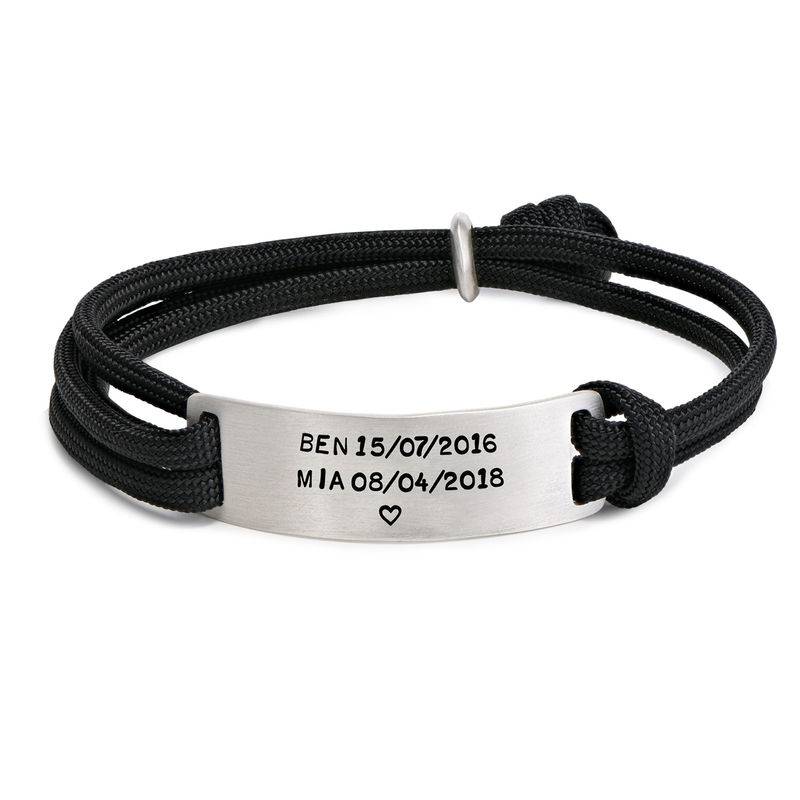Heren touw armband met graveerbare bar-1 Productfoto