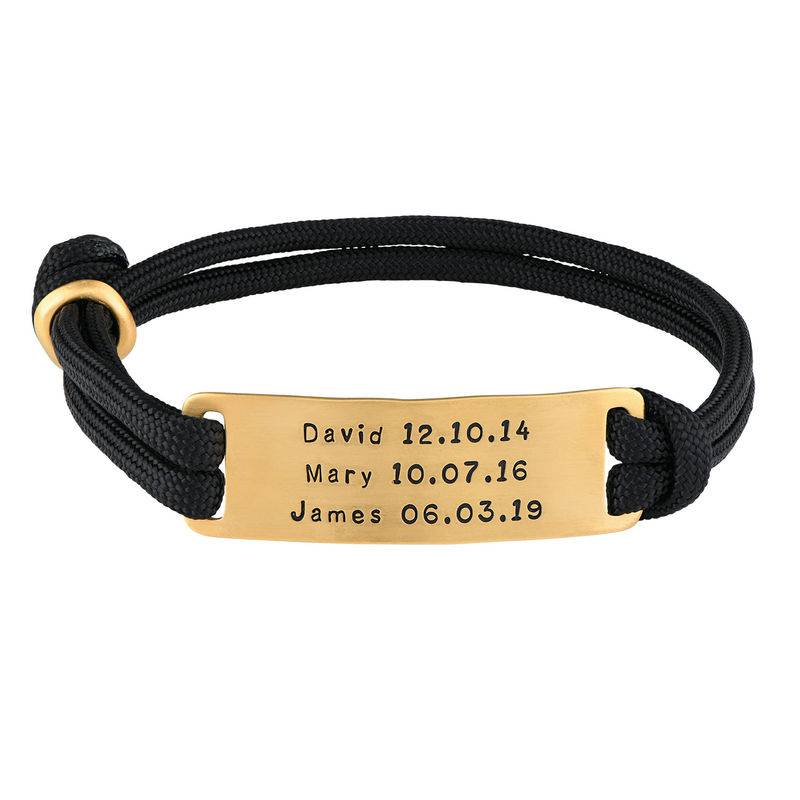 Engraved Bar Cord Bracelet For Men in 18ct Gold Plating product photo