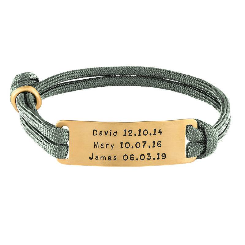 Engraved Bar Cord Bracelet For Men in 18ct Gold Plating-4 product photo