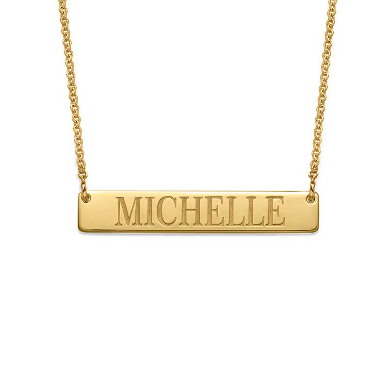 Engraved Bar Necklace in 18ct Gold Plating-2 product photo