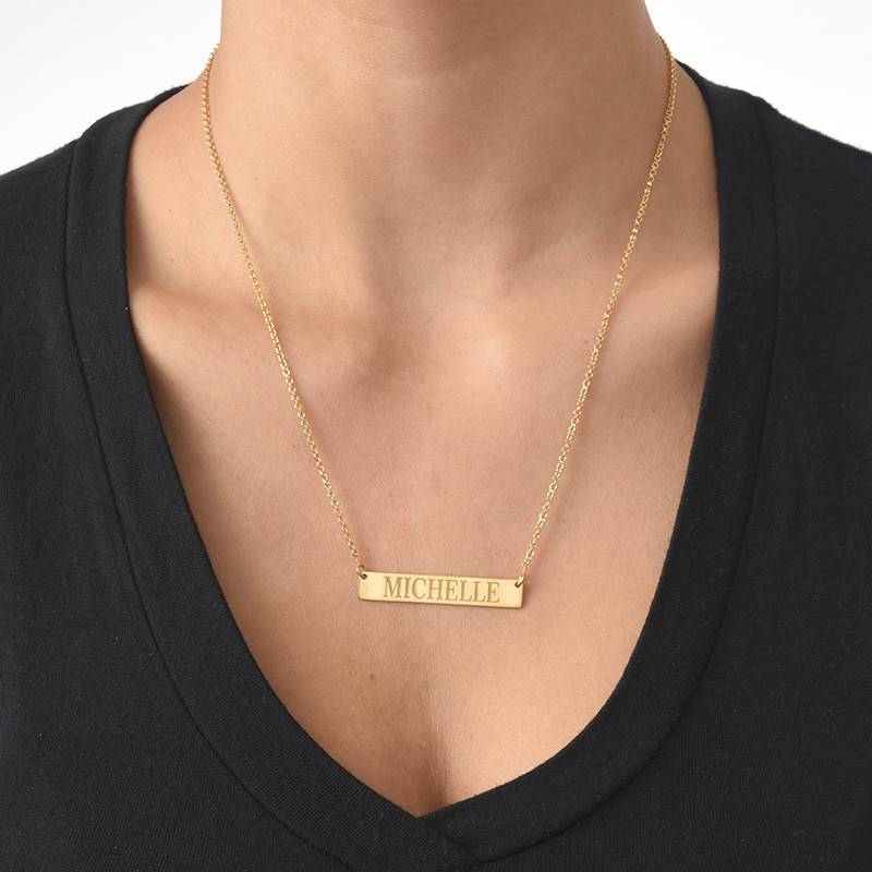 Engraved Bar Necklace in Gold Plating product photo