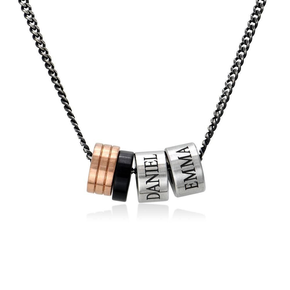 Engraved Beads Necklace for Men in Stainless Steel-1 product photo