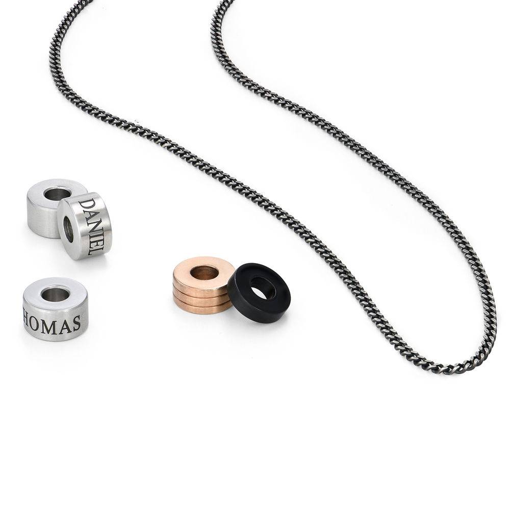 Engraved Beads Necklace for Men in Stainless Steel-2 product photo