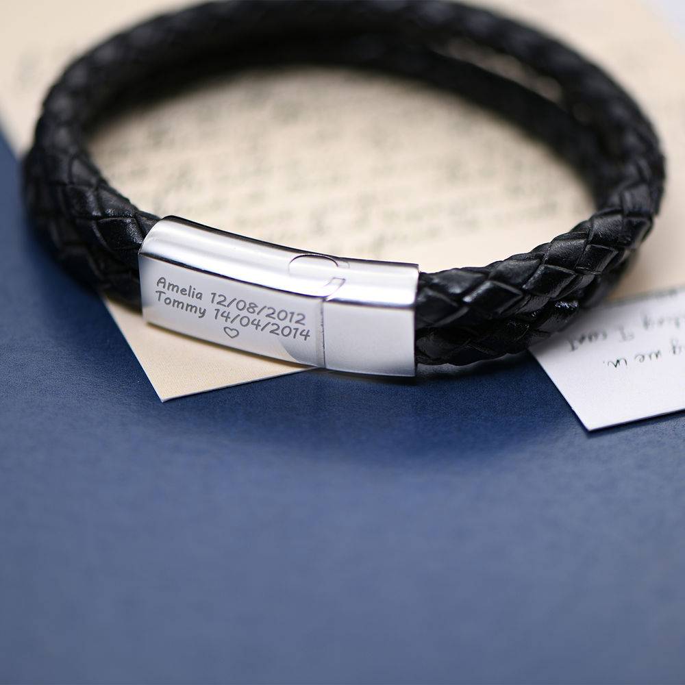 Black Leather Explorer Bracelet for Men product photo