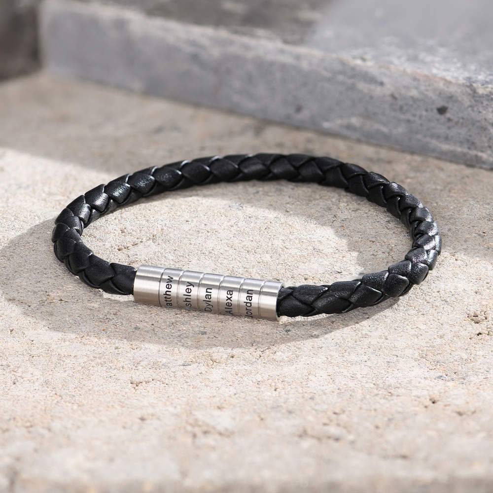 Navada Braided Leather Men Bracelet in Black-6 product photo