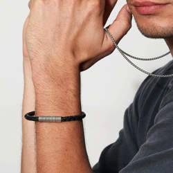 VENIA MITTEN ブラック S engraved-braided-leather-men-