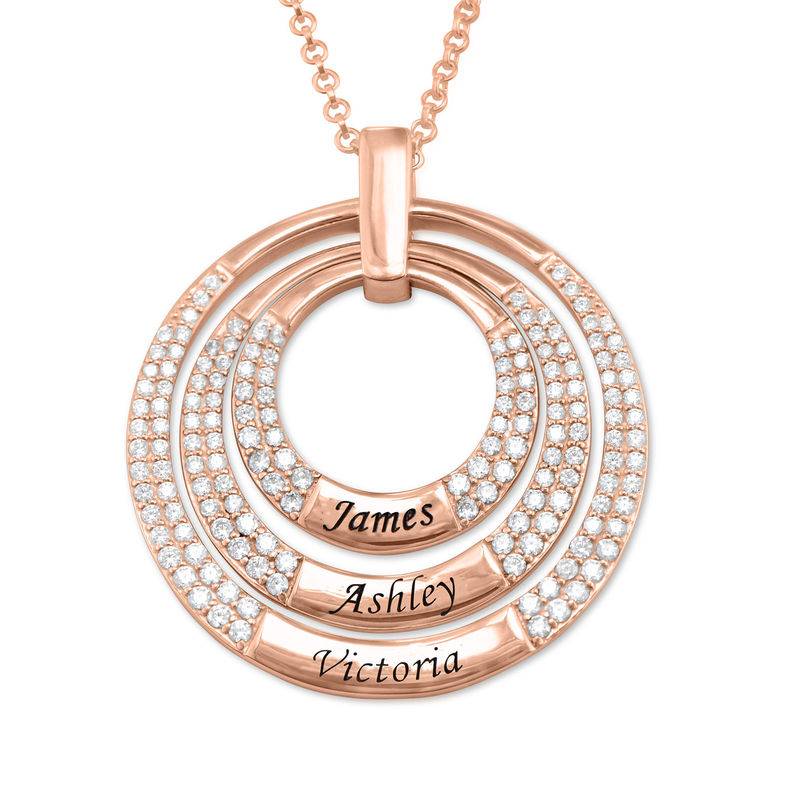 Engraved Circle Necklace for Mom in Rose Gold Plating product photo