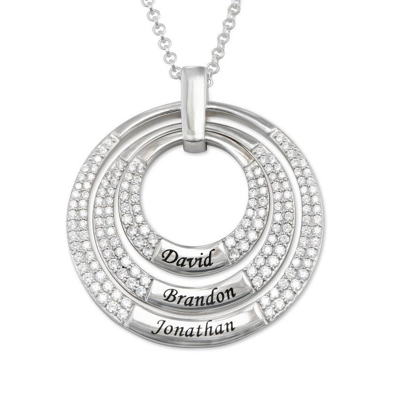 Engraved Circle Necklace for Mom in Sterling Silver product photo