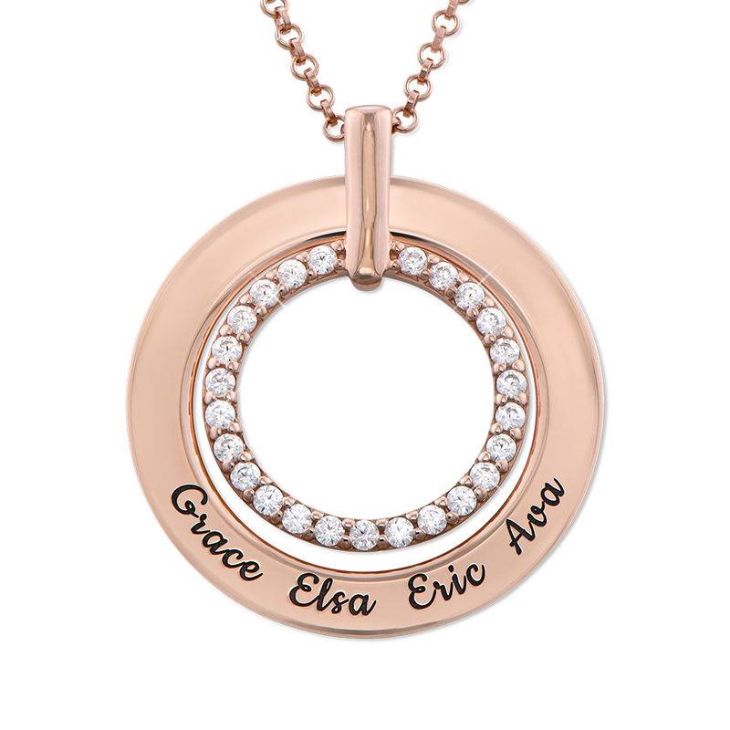 Engraved Circle Necklace in Rose Gold Plating-1 product photo
